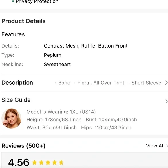 NWT Cottagecore Babydoll Peplum Floral Print Lace Crop Blouse Size 1XL PLUS - Picture 9 of 10